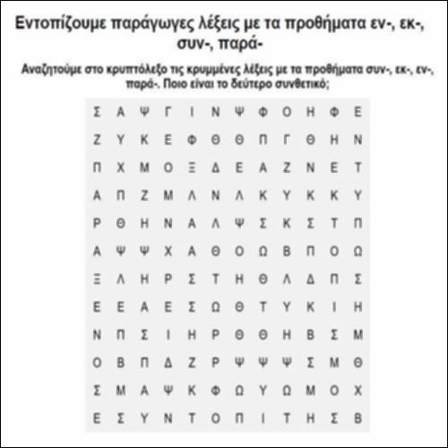 Eντοπίζουμε παράγωγες λέξεις με τα προθήματα εν-, εκ-, συν-, παρά-_icon