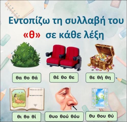 Εντοπίζω τη σωστή συλλαβή - γράμμα 