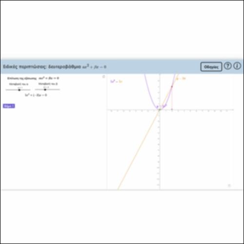 Ειδικές περιπτώσεις: δευτεροβάθμια αx² + βx = 0_icon