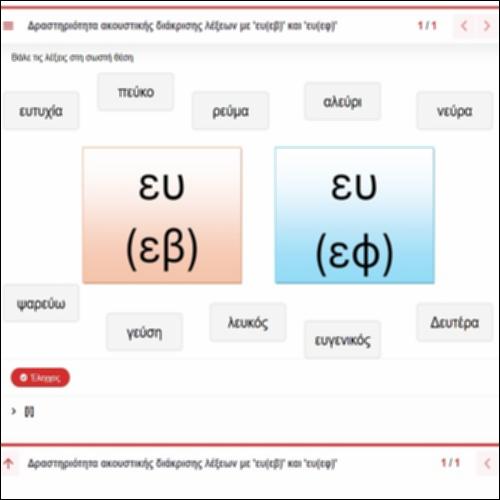 Δραστηριότητα ακουστικής διάκρισης λέξεων με 