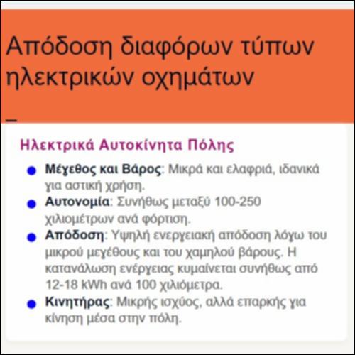 Απόδοση διαφόρων τύπων ηλεκτρικών οχημάτων_icon