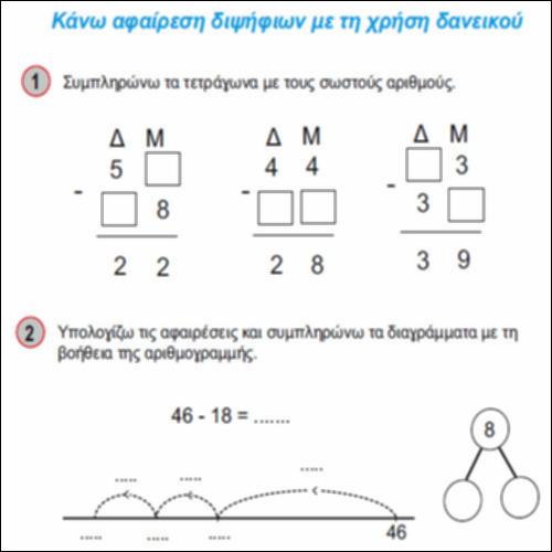 Κάνω αφαίρεση διψήφιων με τη χρήση δανεικού_icon