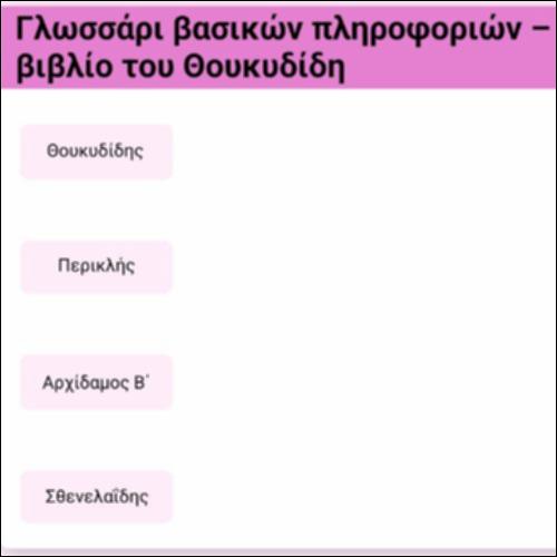 Γλωσσάρι - Ιστορίες Θουκυδίδη, Βιβλίο 1, βασικές πληροφορίες_icon