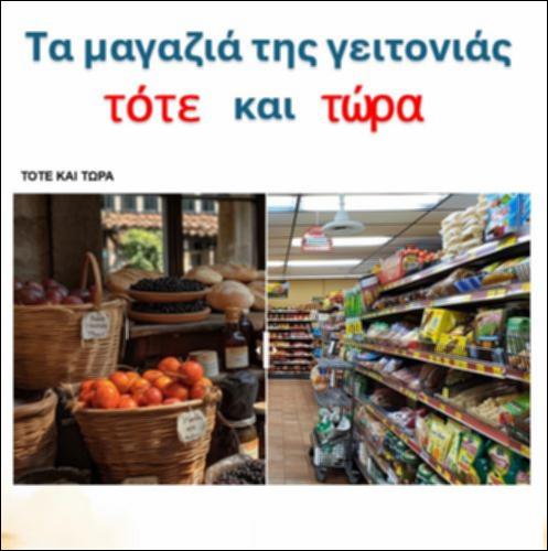 Τα μαγαζιά της γειτονιάς τότε και τώρα: Μπακάλικο και σουπερμάρκετ, δίγραφο 