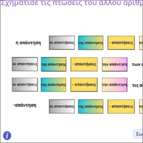 Δραστηριότητα αντιστοίχισης ίδιων πτώσεων σε ενικό και πληθυντικό αριθμό θηλυκών σε -η, -εις_icon