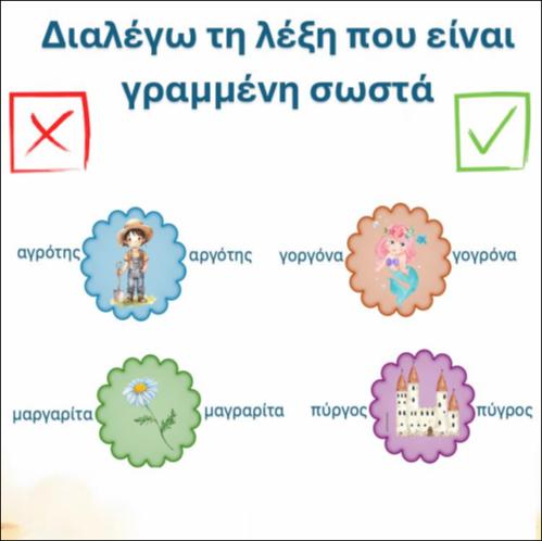 Διαλέγω τη λέξη που είναι γραμμένη σωστά, συμφωνικά συμπλέγματα_icon