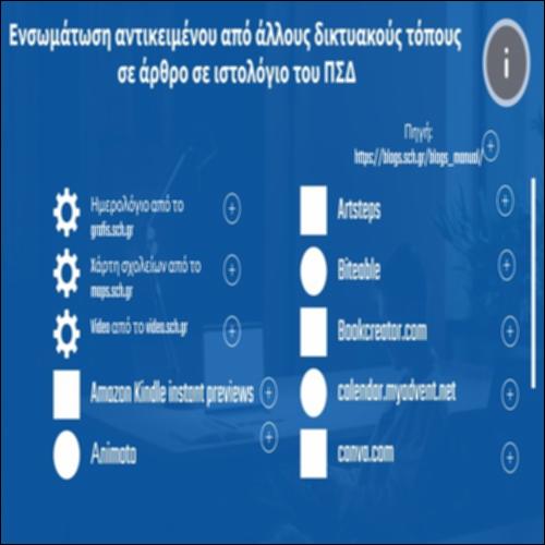 Ενσωμάτωση αντικειμένου από άλλους δικτυακούς τόπους  σε άρθρο σε ιστολόγιο του ΠΣΔ_icon