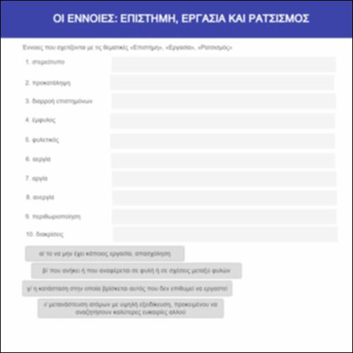 Οι έννοιες: επιστήμη, εργασία και ρατσισμός_icon