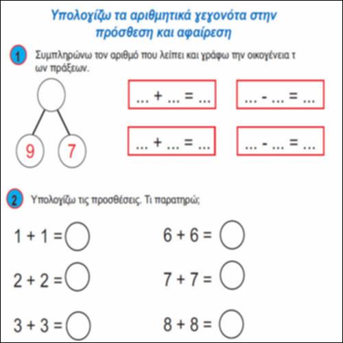 Υπολογίζω τα αριθμητικά γεγονότα στην πρόσθεση και αφαίρεση_icon