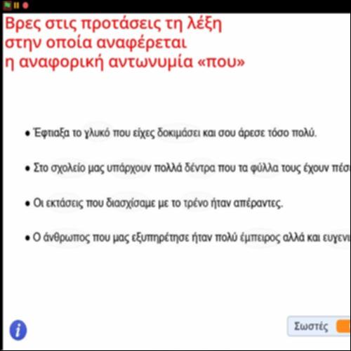Δραστηριότητα με την αναφορική αντωνυμία 